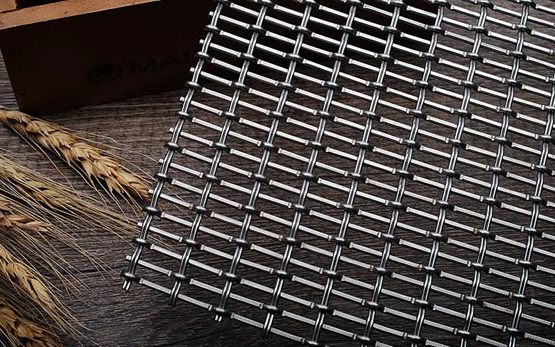 MAISHI architectural metal mesh rod and cable weave close-up
